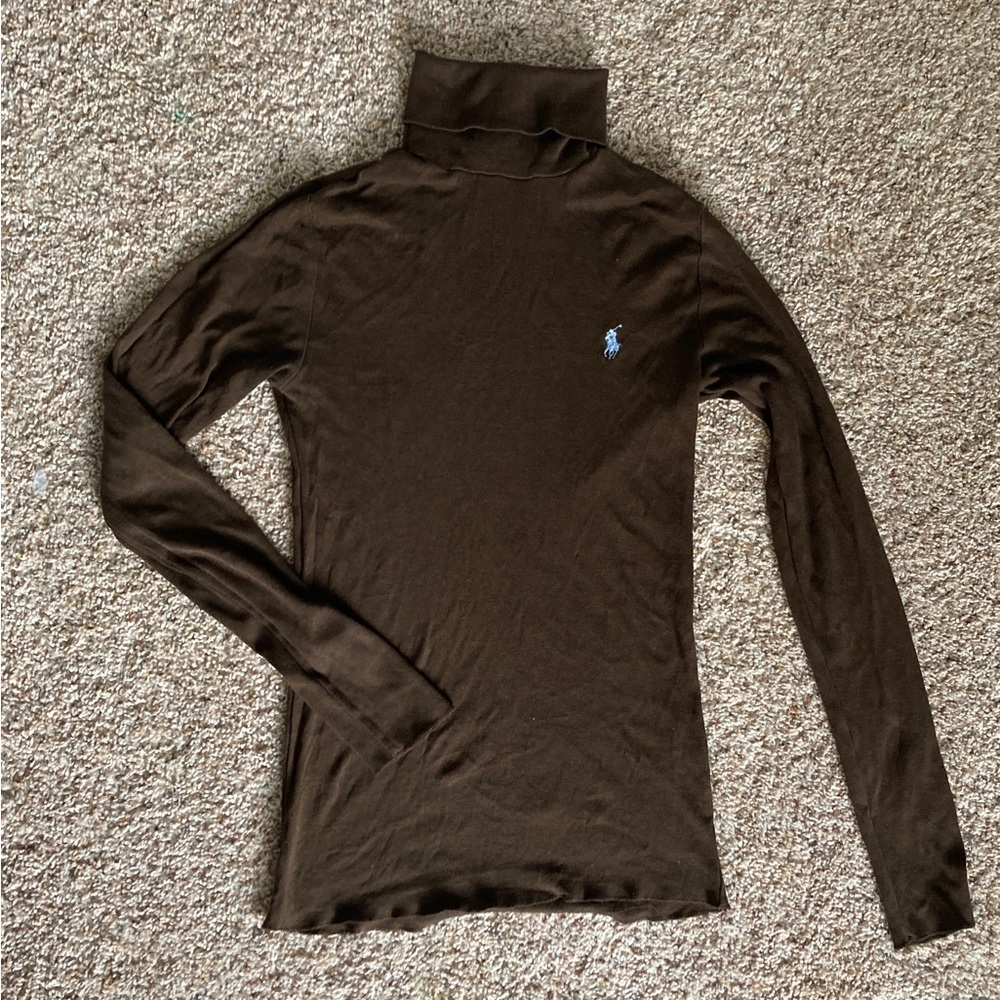 Ralph Lauren Brown Long Sleeve Mock-neck Shirt